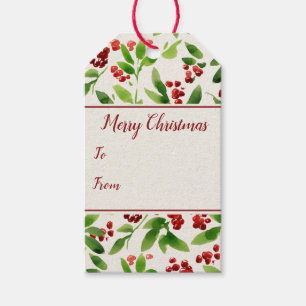 Rotes Beeren-Grün verlässt Geschenkanhänger