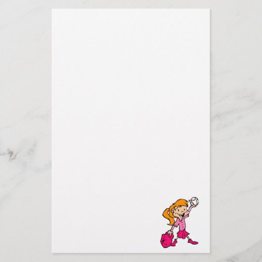 rotes behaartes rosa Baseballmädchen Briefpapier (Vorderseite)