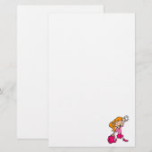 rotes behaartes rosa Baseballmädchen Briefpapier (Vorne/Hinten)