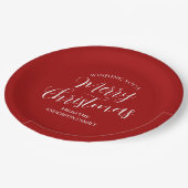 Rotes benutzerdefiniertes Frohe Weihnachten Pappteller (Schrägansicht)