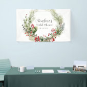 Rotes Berries Pine Wreath-Brautparty Banner (Messeveranstaltung)