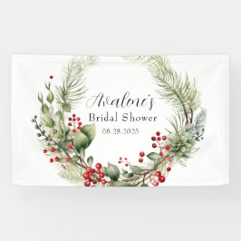 Rotes Berries Pine Wreath-Brautparty Banner