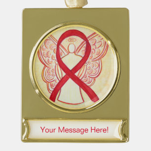 Rotes Bewusstsein Ribbon Angel Kunst, Dichtung und Banner-Ornament Gold