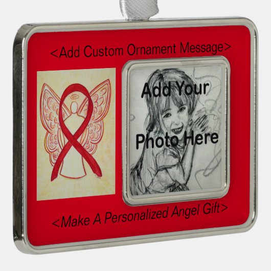 Rotes Bewusstsein Ribbon Angel Ornament Rahmen-Ornament Silber (Rechts)