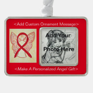 Rotes Bewusstsein Ribbon Angel Ornamente Rahmen-Ornament Silber