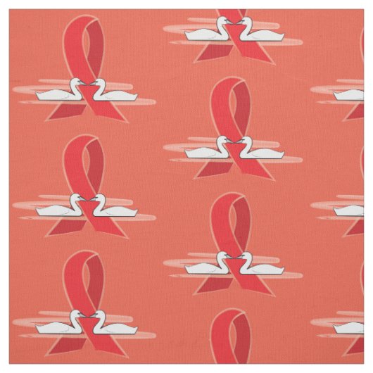 Rotes Bewusstseins-Band mit Schwänen Stoff (Muster)