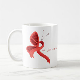 Rotes Bewusstseins-Schleifen-Schmetterling-Kaffeeb Kaffeetasse