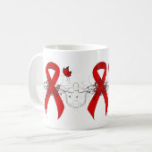 Rotes Bewusstseinsband mit Schmetterling Kaffeetasse (Vorderseite Links)