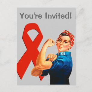 Rotes Bewusstseinsband Rosie the Riveter Einladungspostkarte