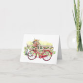 Rotes Bike mit Blume Wasserfarbene Karte (Vorderseite)
