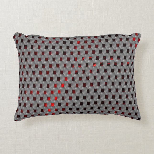 Rotes Bild unter grauen Tellern, rechteckige Forme Dekokissen (Vorderseite)