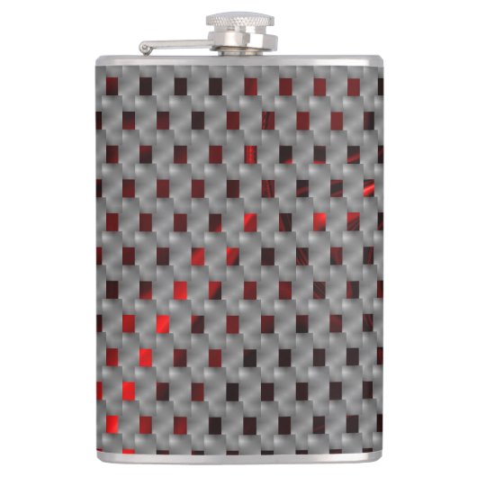 Rotes Bild unter grauen Tellern, rechteckige Forme Flachmann (Vorderseite)