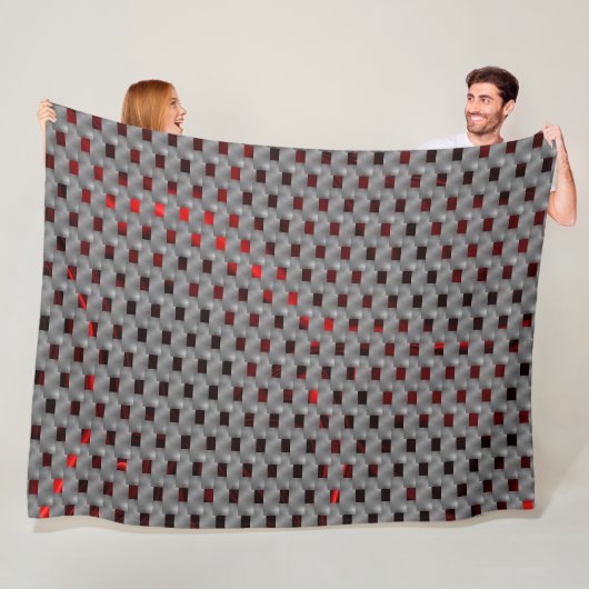 Rotes Bild unter grauen Tellern, rechteckige Forme Fleecedecke (Beispiel)