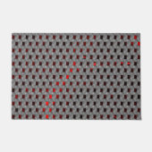 Rotes Bild unter grauen Tellern, rechteckige Forme Fußmatte (Vorderseite)