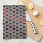 Rotes Bild unter grauen Tellern, rechteckige Forme Geschirrtuch (Viertel Falte)