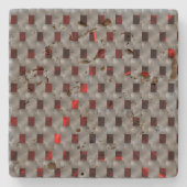 Rotes Bild unter grauen Tellern, rechteckige Forme Steinuntersetzer (Vorderseite)