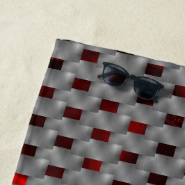 Rotes Bild unter grauen Tellern, rechteckige Forme Strandtuch