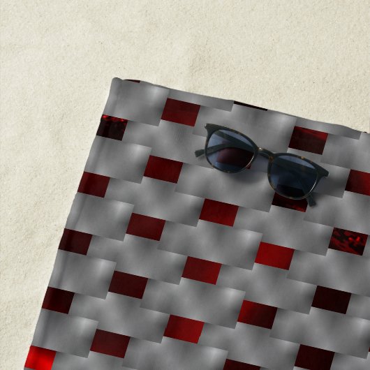 Rotes Bild unter grauen Tellern, rechteckige Forme Strandtuch (Beispiel)