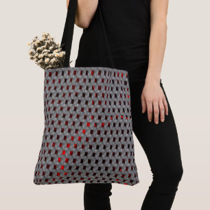 Rotes Bild unter grauen Tellern, rechteckige Forme Tasche