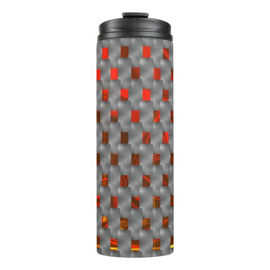 Rotes Bild unter grauen Tellern, rechteckige Forme Thermosbecher (Vorderseite)