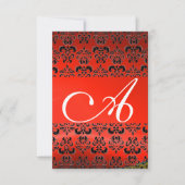 ROTES BLACK DAMASK GEM MONOGRAMM EINLADUNG (Vorderseite)