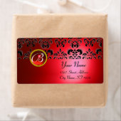 ROTES BLACK DAMASK MONOGRAM, RUBY (Insitu)