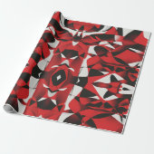 ROTES BLACK PATTEREN WRAPPAPIER GESCHENKPAPIER (Ungerollt)