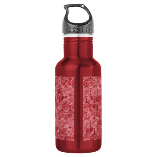 Rotes Blasenwickelmuster Edelstahlflasche (Rückseite)