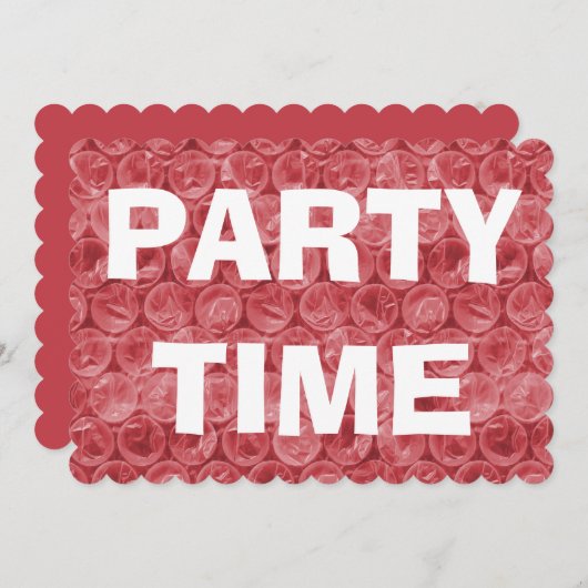 Rotes Blasenwickelmuster Einladung (Vorne/Hinten)