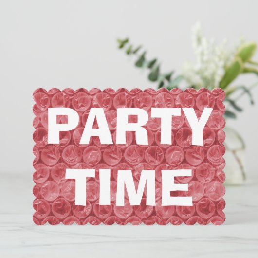 Rotes Blasenwickelmuster Einladung (Stehend Vorderseite)