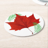 Rotes Blatt und Ferne Runder Pappuntersetzer (Angewinkelt)