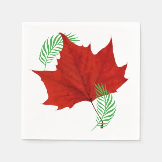 Rotes Blatt und Ferne Serviette (Vorderseite)