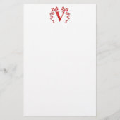 Rotes Blätter des Monogramm-Buchstabe-V Briefpapier (Vorderseite)