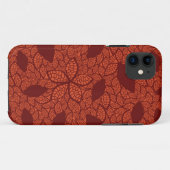 rotes Blätter Muster auf Orange Case-Mate iPhone Hülle (Rückseite (Horizontal))