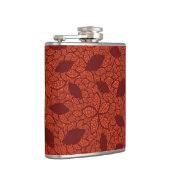 rotes Blätter Muster auf Orange Flachmann (Rechts)