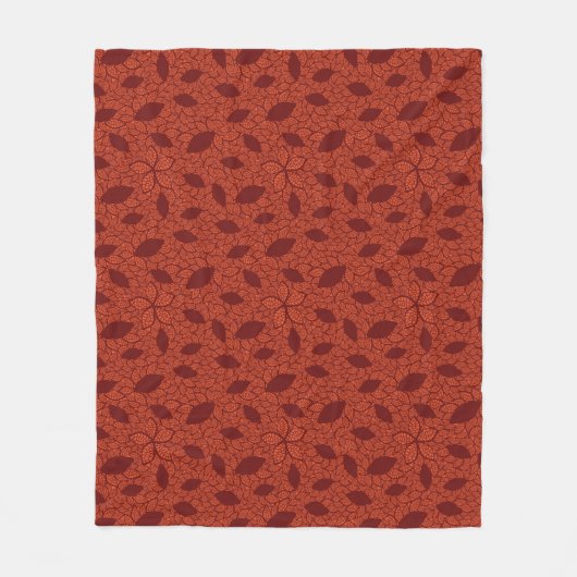 rotes Blätter-Muster auf Orange Fleecedecke (Vorderseite)