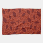 rotes Blätter Muster auf Orange Geschirrtuch (Horizontal)