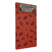 rotes Blätter-Muster auf Orange Mini Klemmbrett (Schrägansicht)