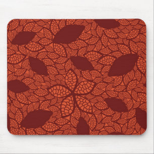 rotes Blätter Muster auf Orange Mousepad