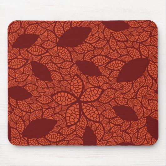 rotes Blätter Muster auf Orange Mousepad (Vorne)