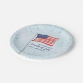 Rotes Blau Einfaches Amerikanische Unabhängigkeits Pappteller (Schrägansicht)