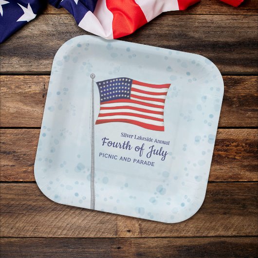 Rotes Blau Einfaches Amerikanische Unabhängigkeits Pappteller
