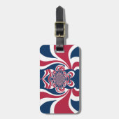 Rotes Blau Kaleidoskop Art Print Gepäckanhänger (Vorderseite vertikal)