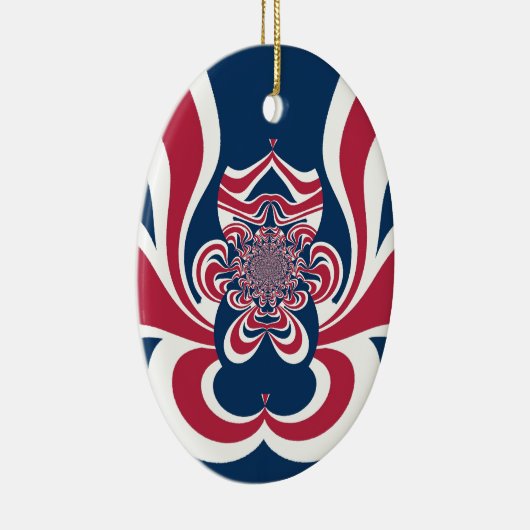 Rotes Blau Kaleidoskop Art Print Keramik Ornament (Rechts)