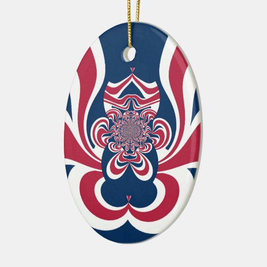 Rotes Blau Kaleidoskop Art Print Keramik Ornament (Links)