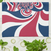 Rotes Blau Kaleidoskop Art Print Küchentuch (Gefaltet)