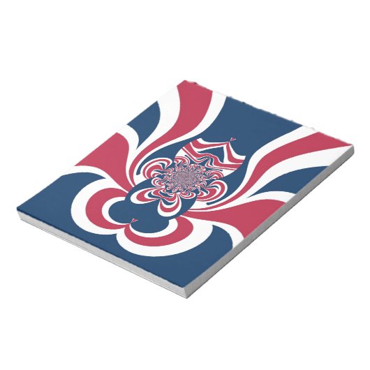 Rotes Blau Kaleidoskop Art Print Notizblock (Rotiert)