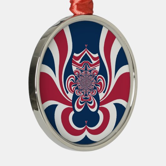 Rotes Blau Kaleidoskop Art Print Silbernes Ornament (Rechts)