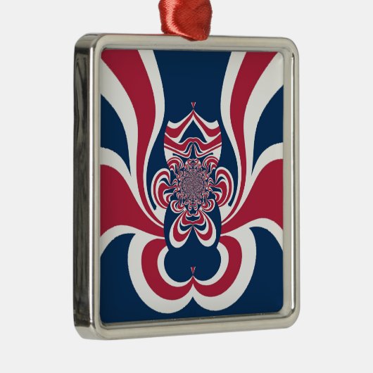 Rotes Blau Kaleidoskop Art Print Silbernes Ornament (Rechts)