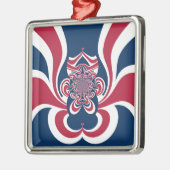 Rotes Blau Kaleidoskop Art Print Silbernes Ornament (Links)